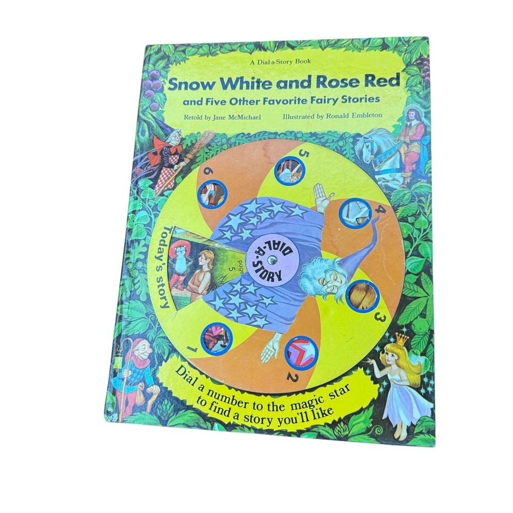 Rand McNally Snow White and Rose Red Dial-a-Story Book Kids Green‎ Fair Vintage